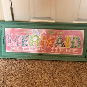 Mermaid sleeps here wall sign